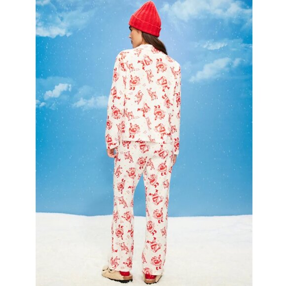 Old Navy 100% cotton Flannel Pajama 2-piece set in red/white, NWT, size Small - Picture 3 of 6